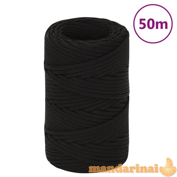 Darbo virvė, juodos spalvos, 2mm, 50m, poliesteris