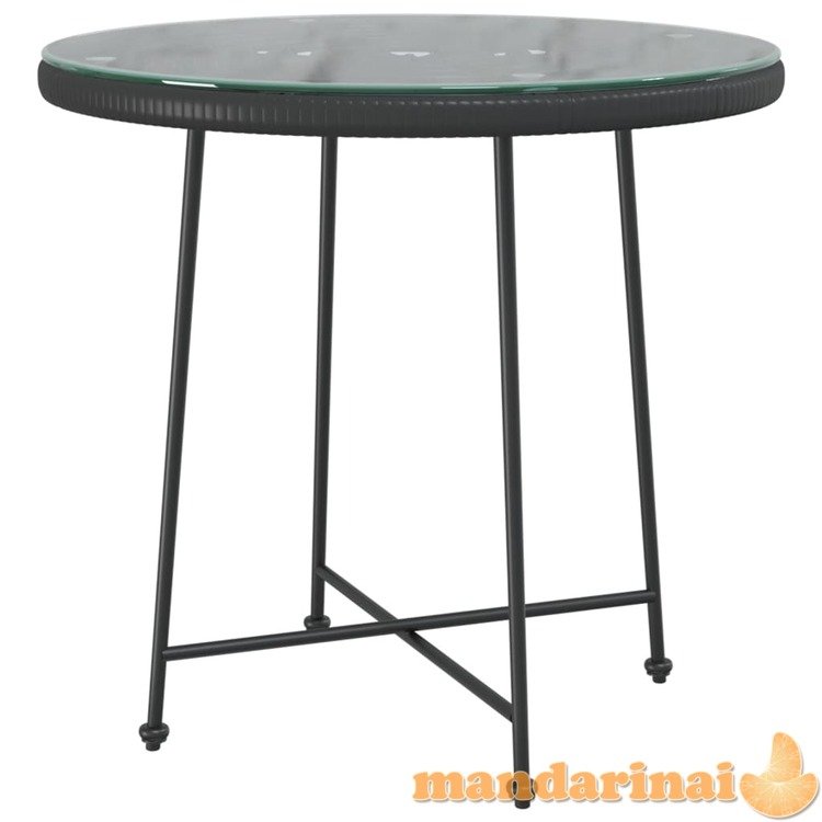 Valgomojo stalas, juodas, 80cm, grūdintas stiklas ir plienas