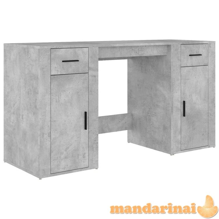 Rašomasis stalas su spintele, betono pilkas, apdirbta mediena