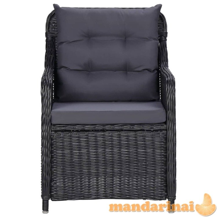 Sodo kėdės su pagalvėlėmis, 2 vnt., juodos spalvos, poliratanas