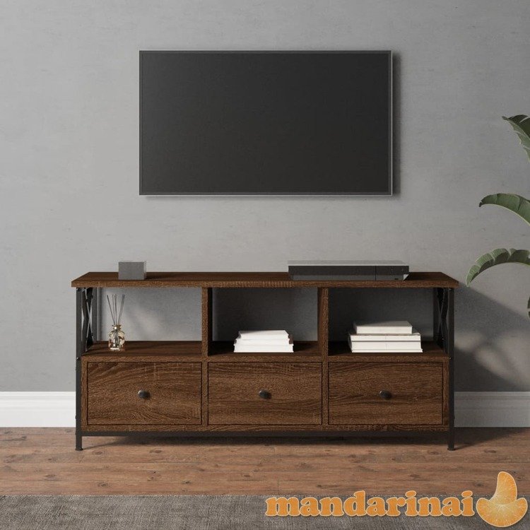 Televizoriaus spintelė, ruda, 102x33x45cm, mediena ir geležis