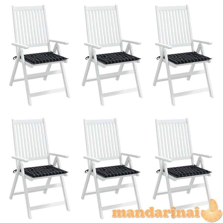 Kėdės pagalvėlės, 6vnt., 40x40x3cm, audinys, juodi langeliai