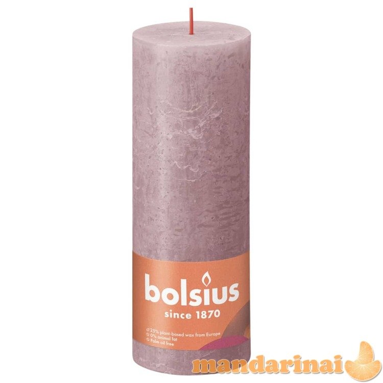 Bolsius Žvakės shine, 4vnt., pelenų rožinės, 190x68mm, cilindro formos