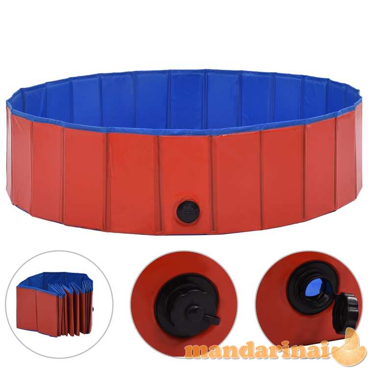 Sulankstomas baseinas šunims, raudonos spalvos, 120x30cm, pvc