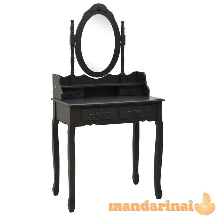 Kosmetinio staliuko rinkinys, juodas, 75x69x140cm, paulovnija