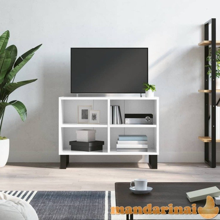 Televizoriaus spintelė, balta, 69,5x30x50cm, mediena, blizgi