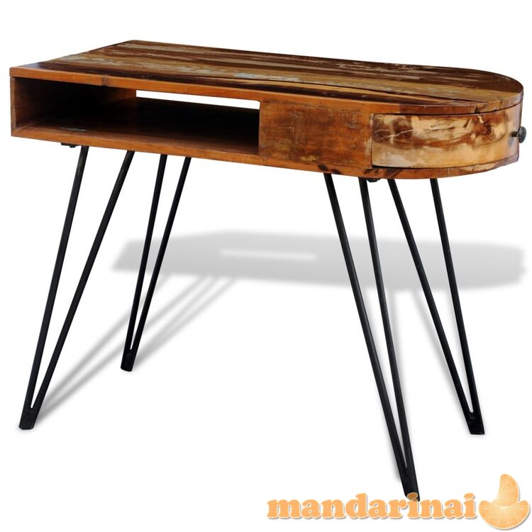 Rašomasis stalas su geležinėmis kojelėmis iš perdirbtos medienos