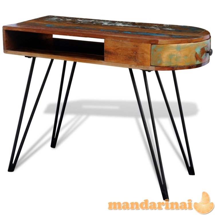 Rašomasis stalas su geležinėmis kojelėmis iš perdirbtos medienos