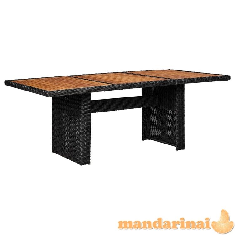Sodo valgomojo stalas, juodas, 200x100x74cm, poliratanas