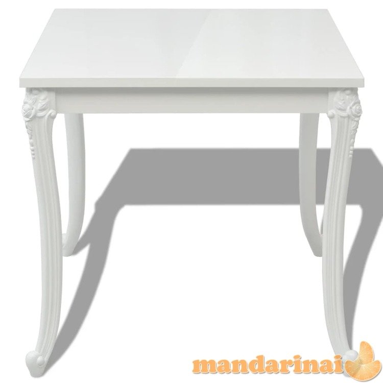 Valgomojo stalas, 80x80x76 cm, labai blizgus, baltas