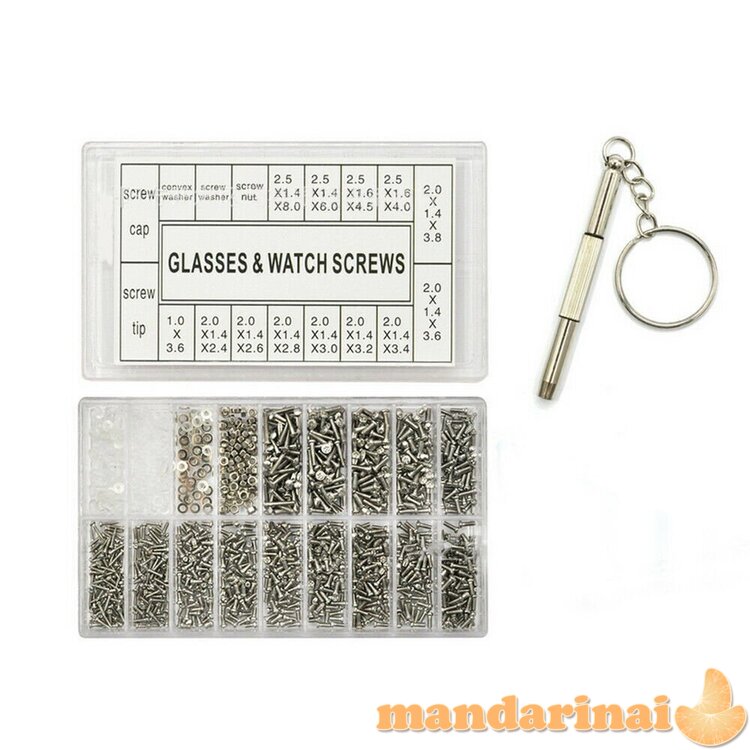 1000 dalių rinkinys laikrodžių, akinių ar telefonų taisymui