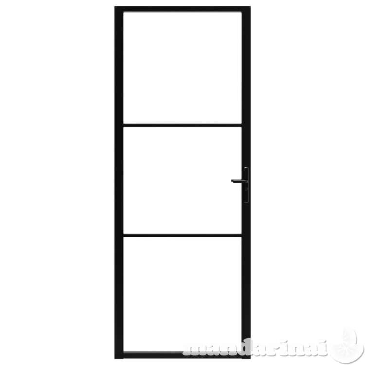 Vidaus durys, juodos, 76x201,5cm, esg stiklas ir aliuminis