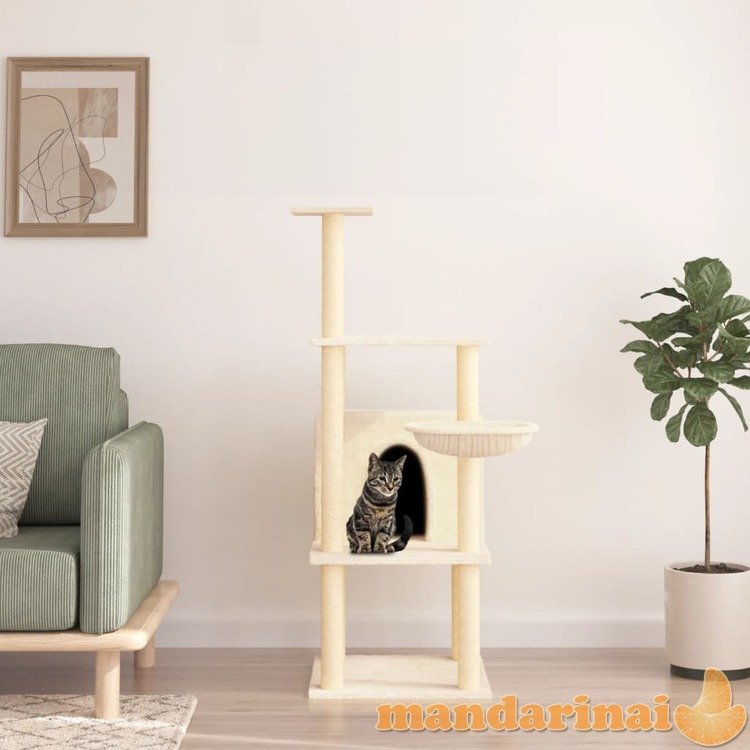 Draskyklė katėms su stovais iš sizalio, kreminės spalvos, 132cm