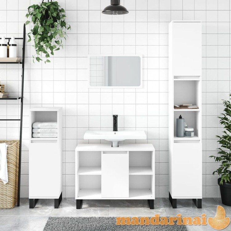Vonios kambario spintelė, balta, 80x33x60cm, apdirbta mediena