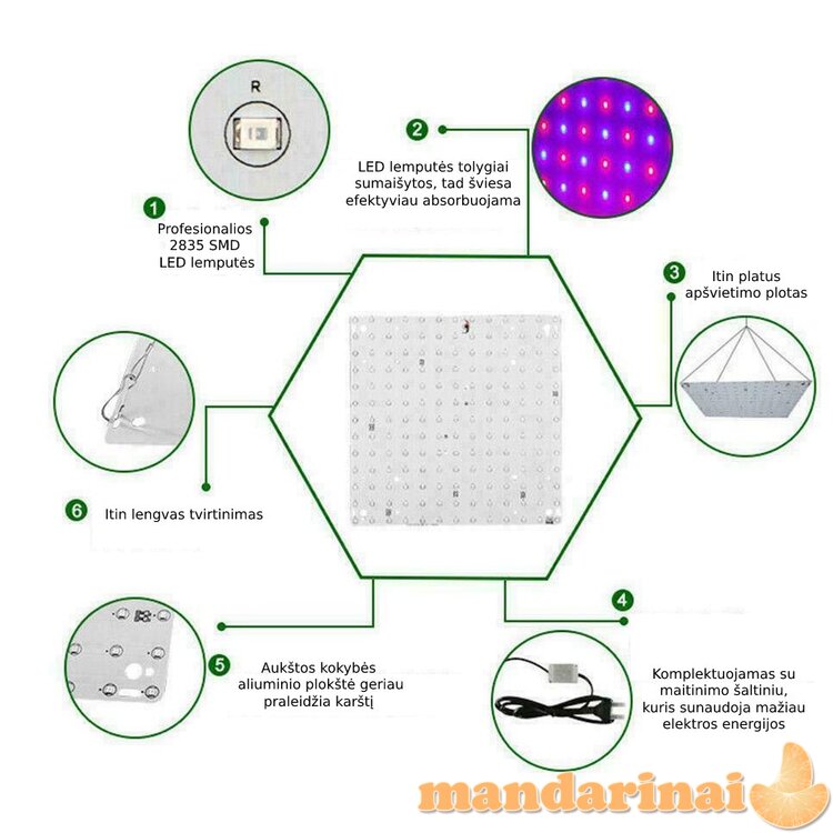 169 LED pakabinama panelė augalų auginimui