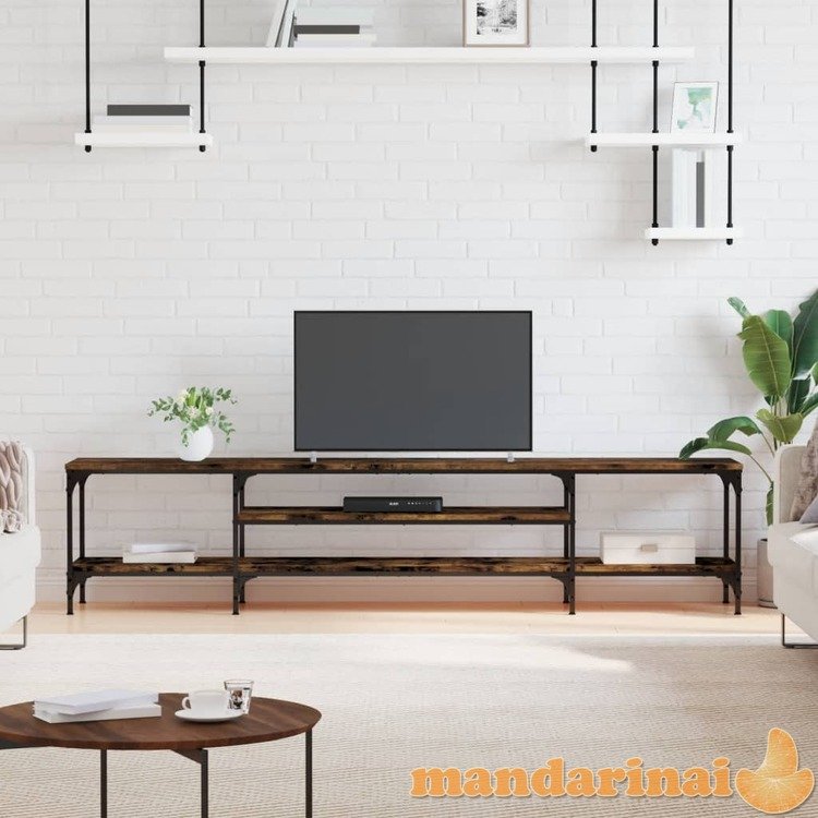 Televizoriaus spintelė, dūminė, 201x35x45cm, mediena ir geležis