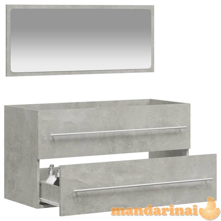 Vonios kambario spintelė su veidrodžiu, betono pilka, mediena