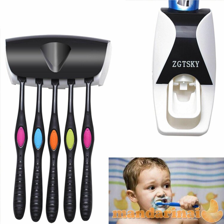 Dantų pastos dozatorius su 5 šepetėlių laikikliu