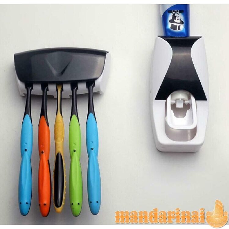 Dantų pastos dozatorius su 5 šepetėlių laikikliu