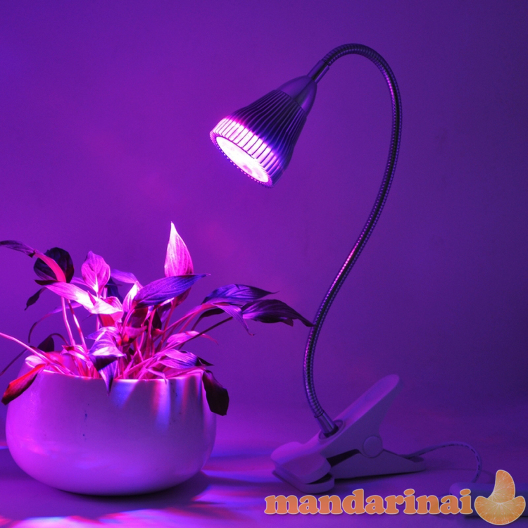 Pilno spektro 5W lempa augalų auginimui su tvirtinimu