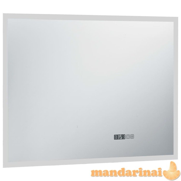 Vonios kambario led veidrodis su jutikliu/laikrodžiu, 80x60cm