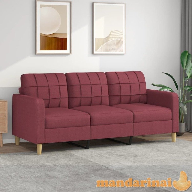 Trivietė sofa, raudonojo vyno spalvos, 180cm, audinys