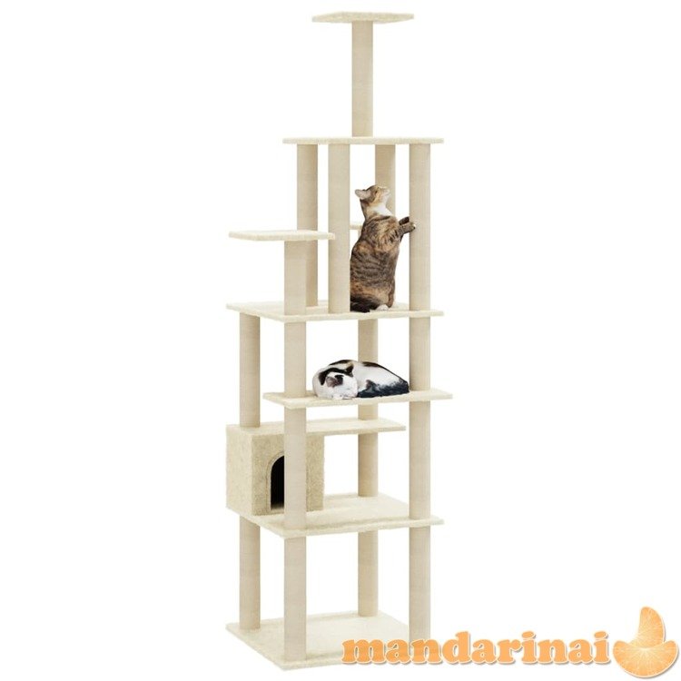 Draskyklė katėms su stovais iš sizalio, kreminės spalvos, 183cm