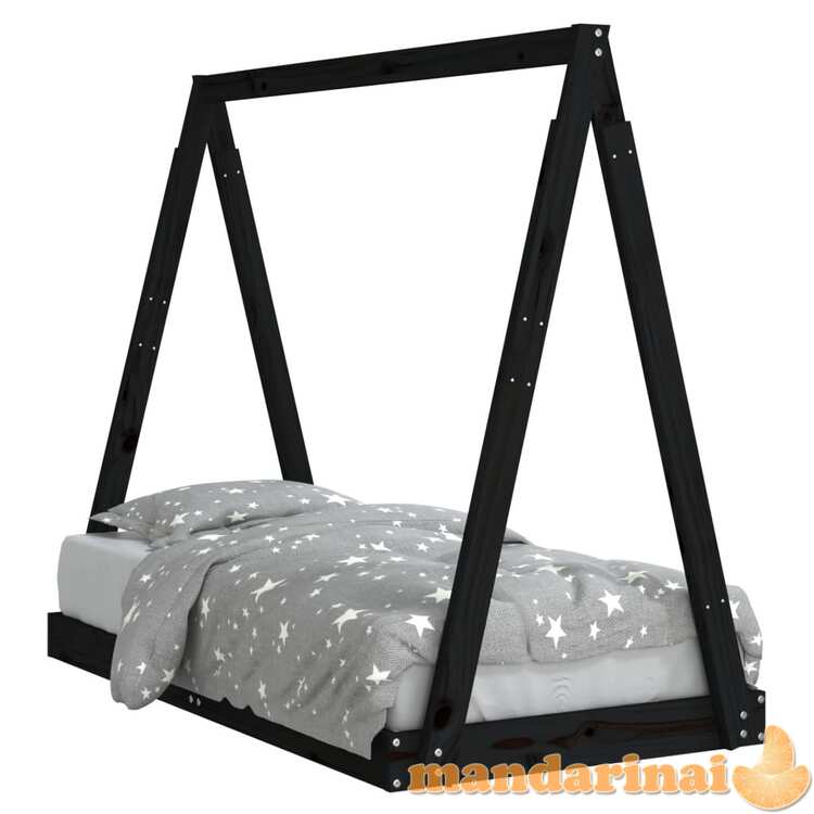Vaikiškos lovos rėmas, juodas, 70x140cm, pušies masyvas