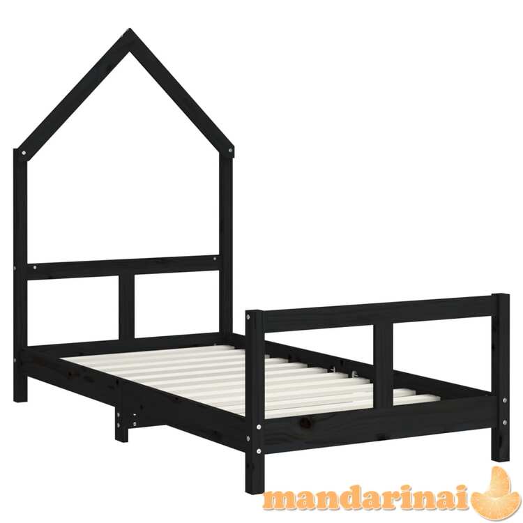 Vaikiškos lovos rėmas, juodas, 80x160cm, pušies masyvas