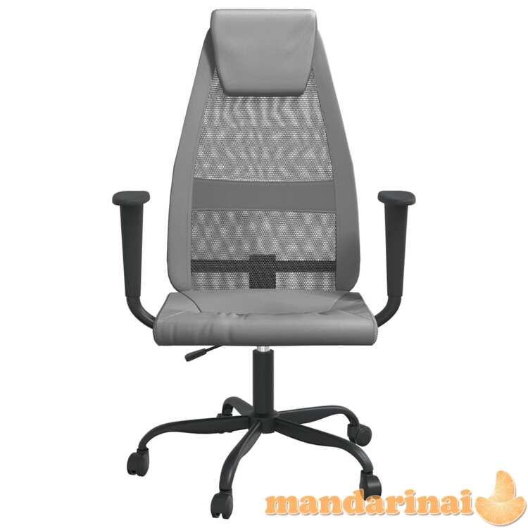 Biuro kėdė, pilkos spalvos, tinklinis audinys ir dirbtinė oda