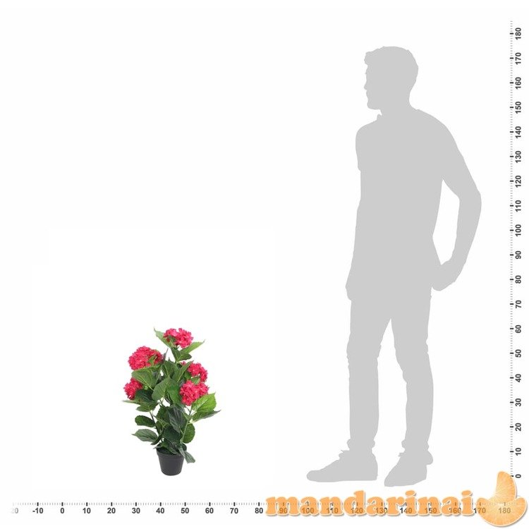 Dirbtinė hortenzija su vazonu, 60 cm, raudona