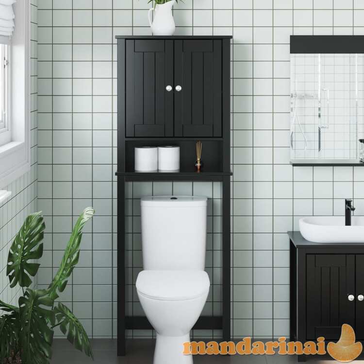 Lentyna virš tualeto berg, juoda, 60x27x164,5cm, mediena