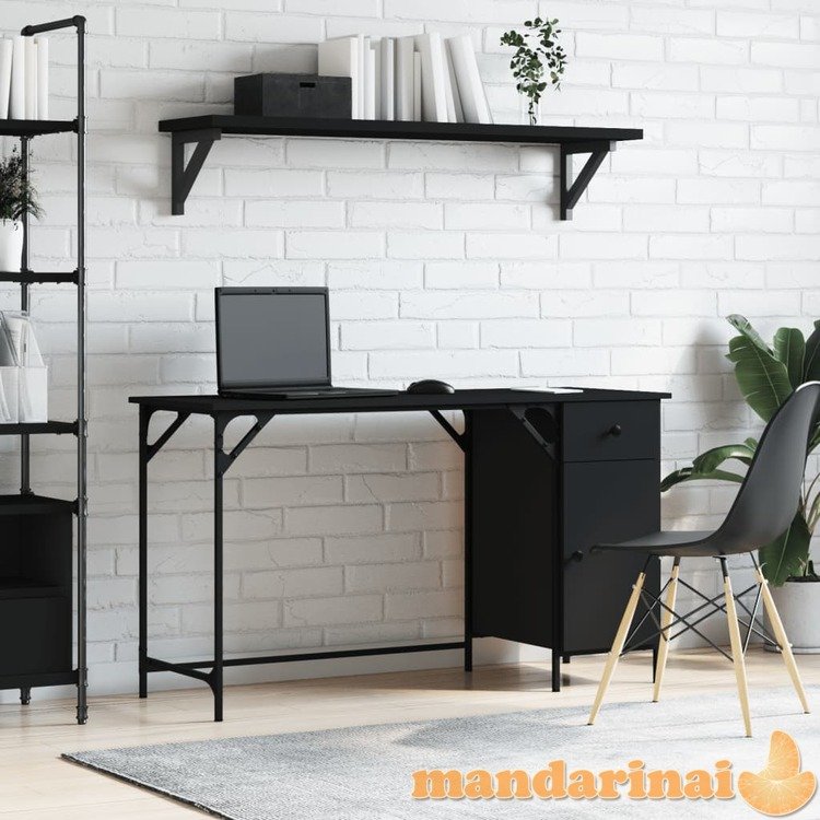 Kompiuterio stalas, juodas, 131x48x75cm, apdirbta mediena