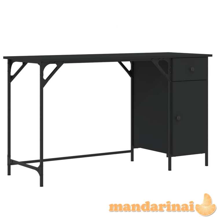 Kompiuterio stalas, juodas, 131x48x75cm, apdirbta mediena