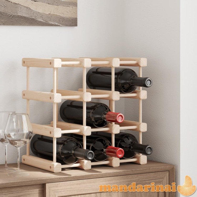 Vyno laikiklis 12 butelių, 36x23x36cm, pušies medienos masyvas