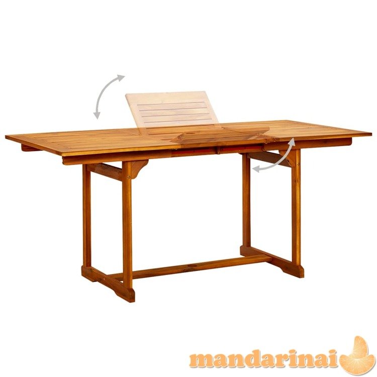 Sodo valgomojo stalas, (120–170)x80x75cm, akacijos masyvas