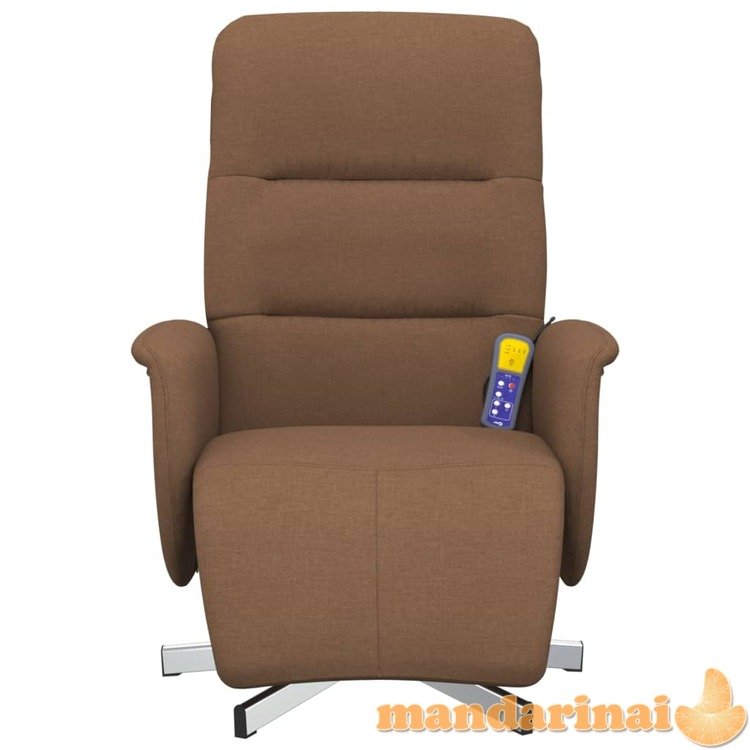 Atlošiama masažinė kėdė su pakoja, rudos spalvos, audinys