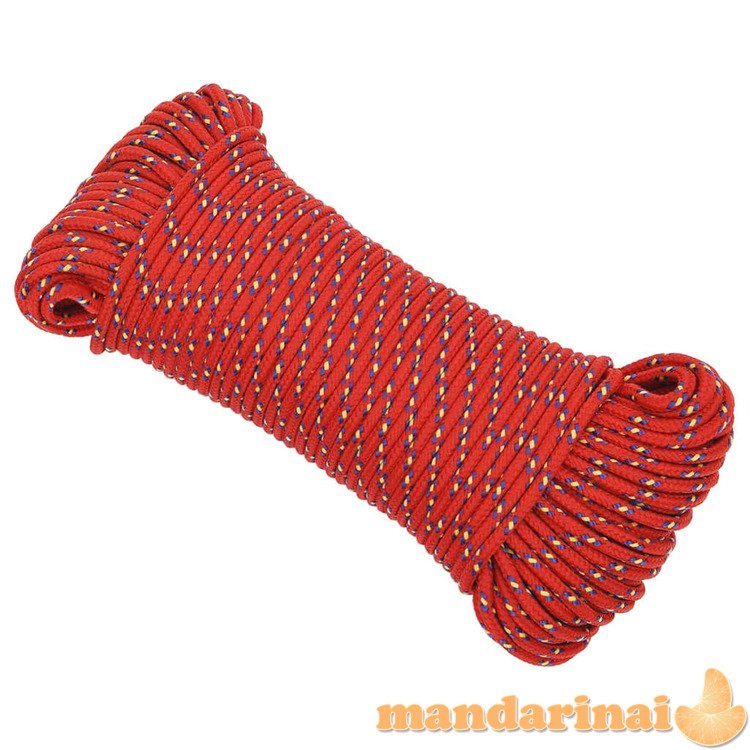 Valties virvė, raudonos spalvos, 4mm, 500m, polipropilenas