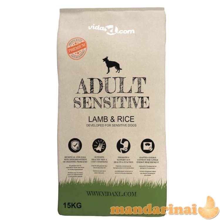 Sausas maistas šunims, adult sensitive lamb & rice, 15 kg