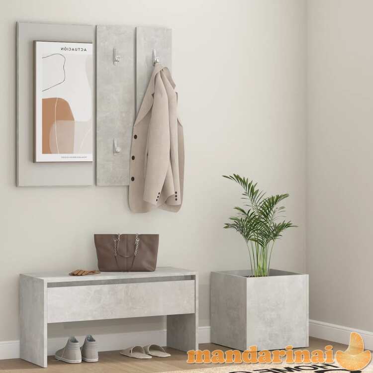 Koridoriaus baldų komplektas, betono pilkas, apdirbta mediena