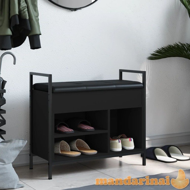 Batų suoliukas, juodas, 65,5x32x57,5cm, apdirbta mediena