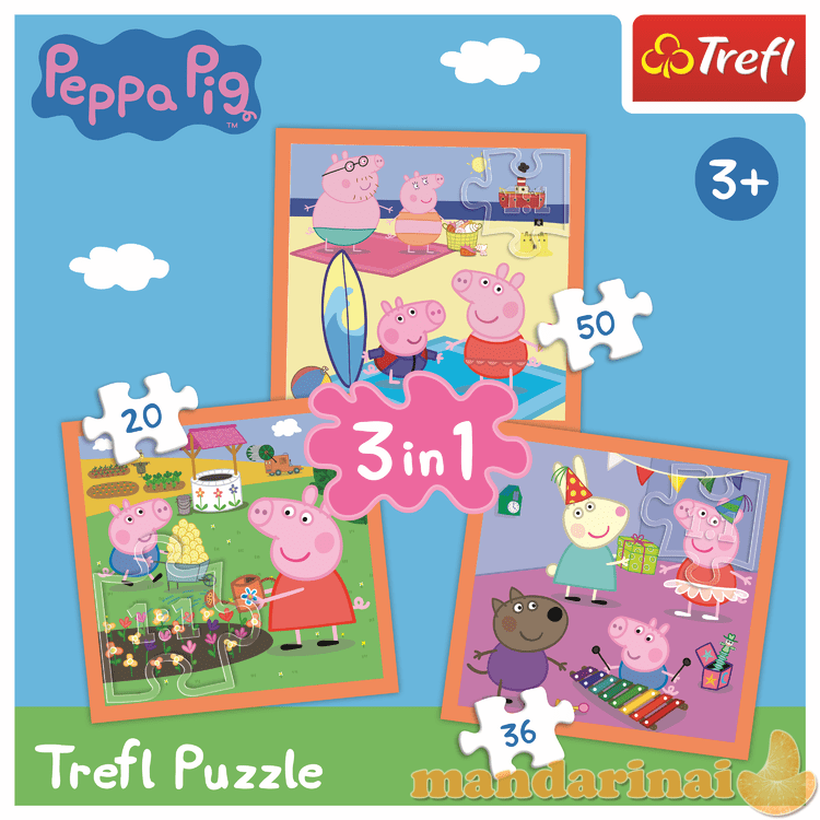 TREFL PEPPA PIG 3 dėlionių rinkinys „Kiaulytė Pepa“