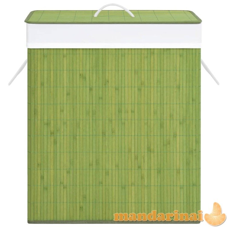 Skalbinių krepšys su 2 skyriais, žalios spalvos, bambukas, 100l