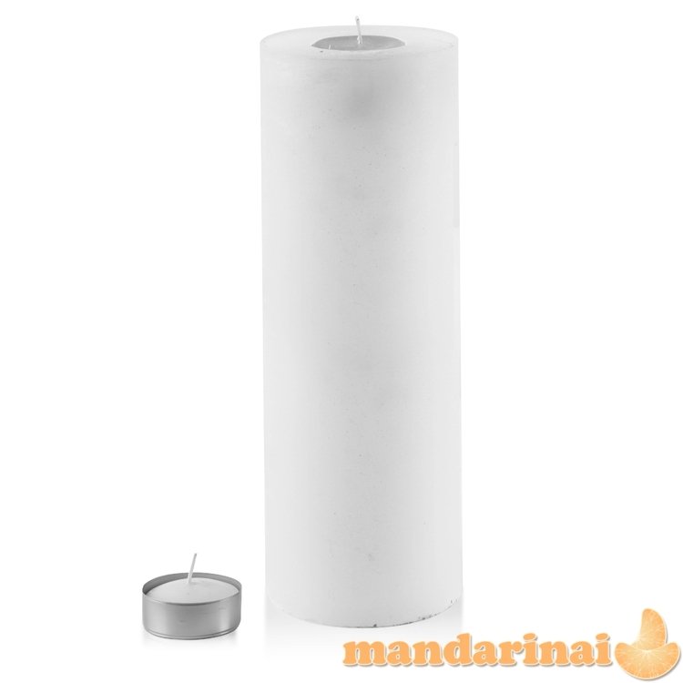 RUSTIC cilindro formos žvakė 12x36cm - balta