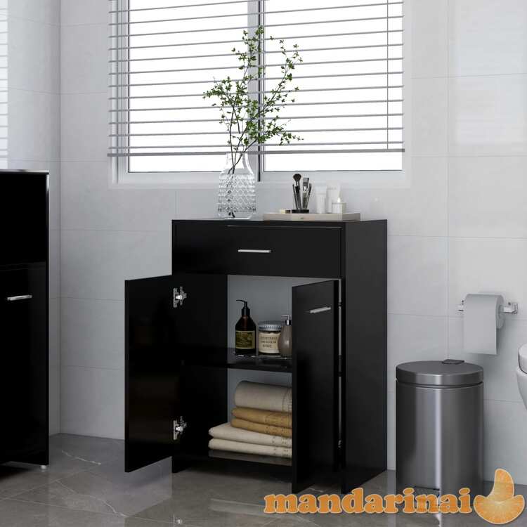 Vonios kambario spintelė, juodos spalvos, 60x33x80cm, mdp