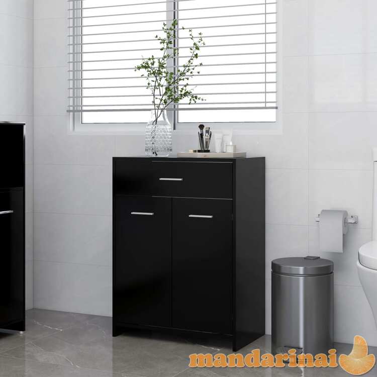 Vonios kambario spintelė, juodos spalvos, 60x33x80cm, mdp