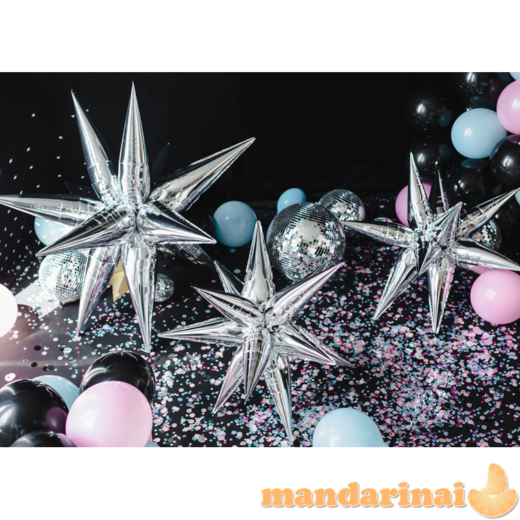 Foil balloon Star 3D, 95cm, silver 1