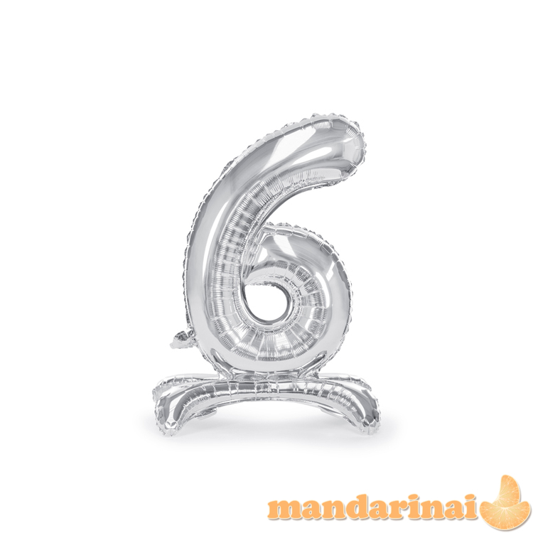 Standing foil balloon Number   6  , 70cm, silver