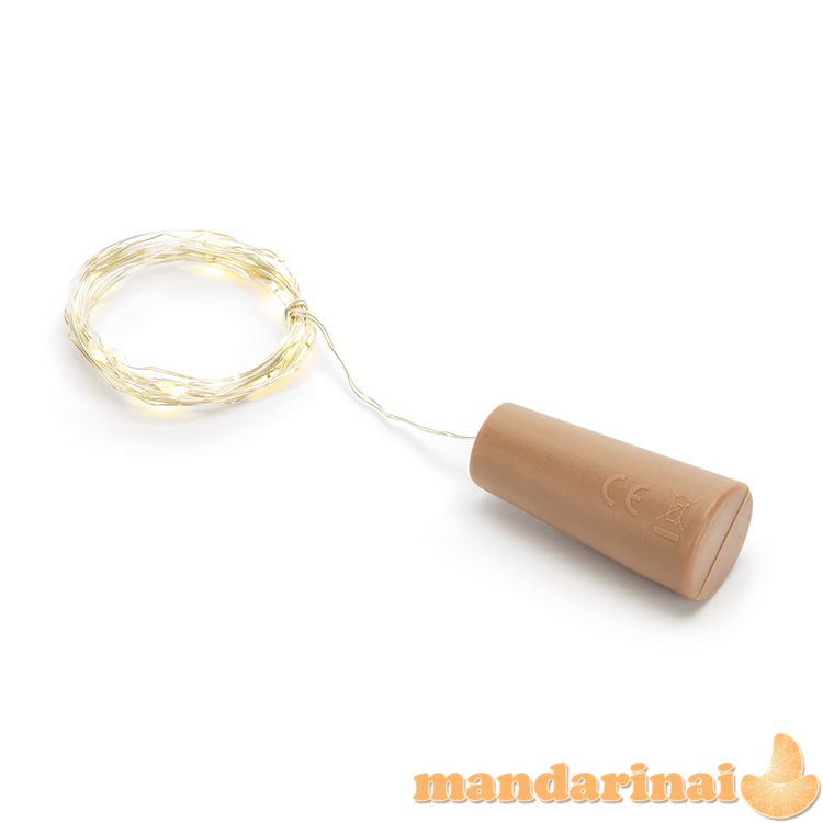 Bottle LED lights with cork, warm white, 197cm
