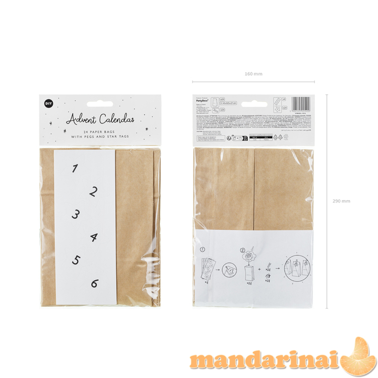 Advent calendar Bags, craft (1 pkt / 24 pc.)